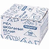 Мел белый ПИФАГОР, набор 100 шт, квадратный