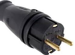 Вилка прямая б/з(черная)  16А Vx1-B ЭРА